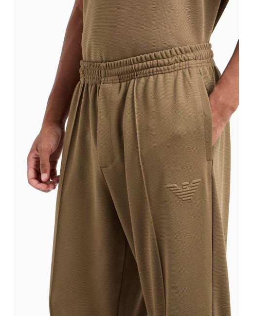 Pantalones De Chándal De Piqué Interlock Con Pliegues Emporio Armani de hombre de color Natural