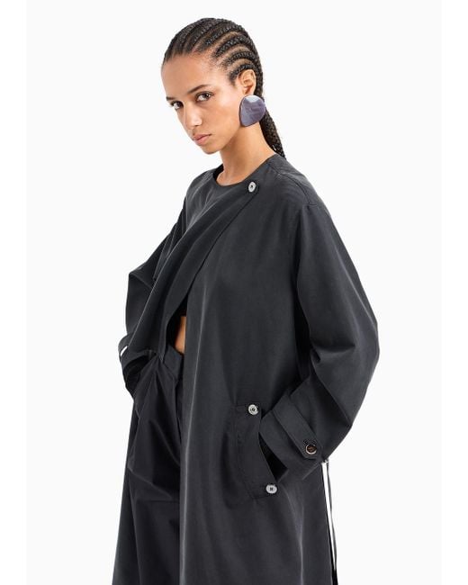 Trench-coat Avec Fermeture En Portefeuille En Cupro À Ceinture Emporio Armani en coloris Black