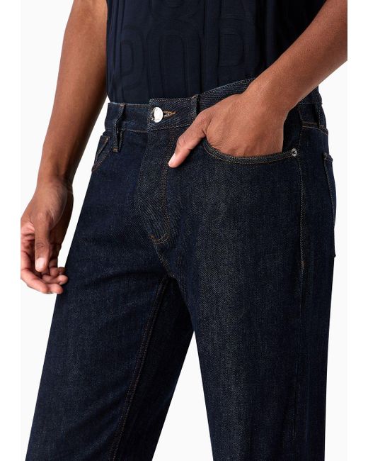 Emporio Armani Blue J75 Slim-fit Rinse-wash Denim Jeans for men