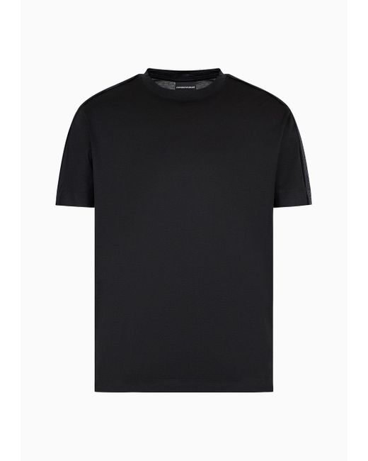 Camiseta De Punto De Mezcla De Lyocell Con Cinta Con Logotipo En Relieve Asv Emporio Armani de hombre de color Black