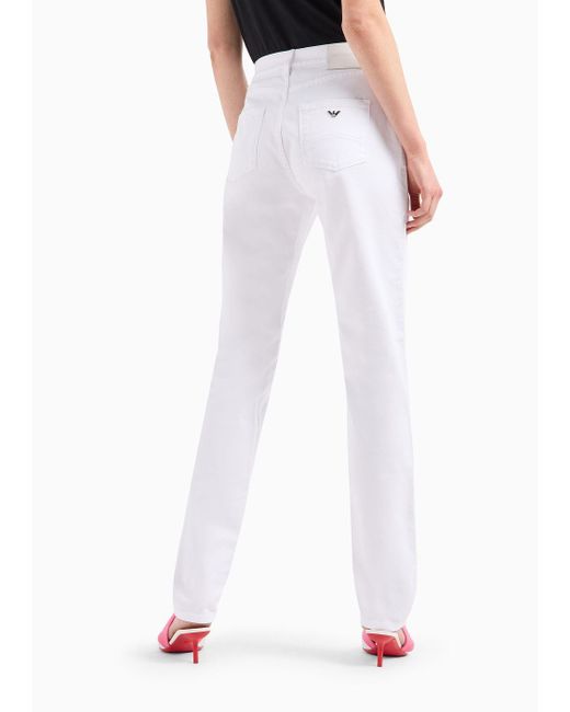 Emporio Armani White Jeans J18 Mit Hoher Taille Und Schmalem Bein Aus Comfort-denim