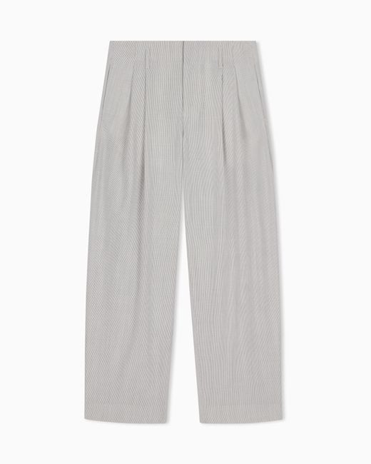 Emporio Armani White Striped Trousers for men