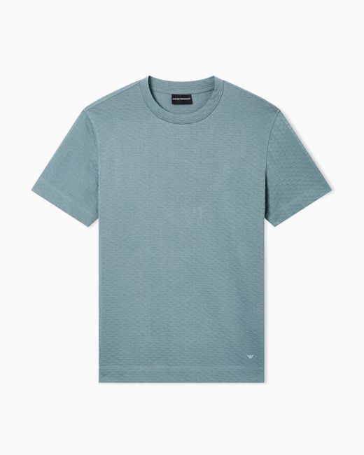Emporio Armani Blue Us Exclusive Jacquard Jersey T-Shirt for men