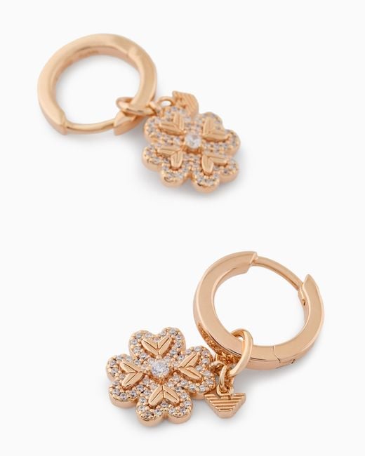 Emporio Armani White Rose-Tone Sterling Hoop Earrings