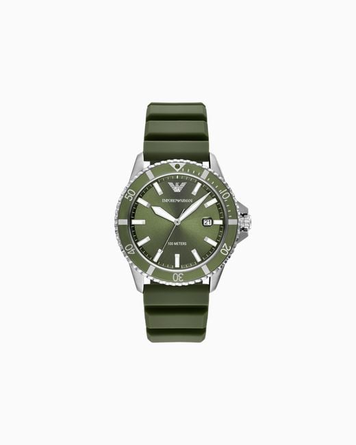 Emporio Armani Green World Explorer Three-Hand Date Silicone Watch for men