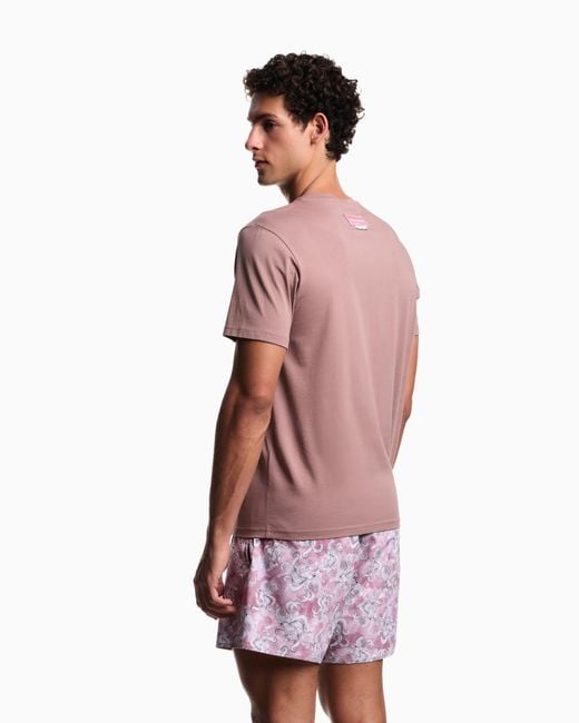 Emporio Armani Pink Sea Animals Jersey Beachwear T-Shirt for men
