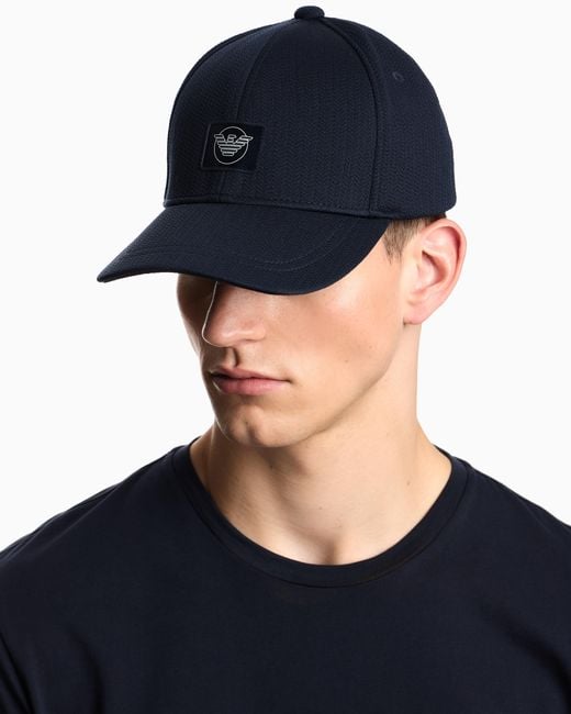 Emporio Armani Blue Satin Label Baseball Cap With Patch