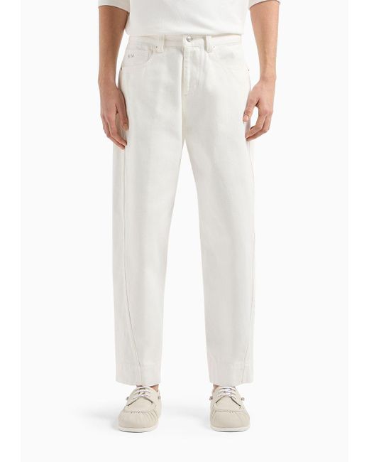 Emporio Armani White J89 Baggy-fit Bull Denim Jeans With A French Bulldog Logo Tag for men