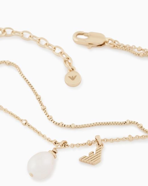 Emporio Armani White Tone Brass Pendant Bracelet