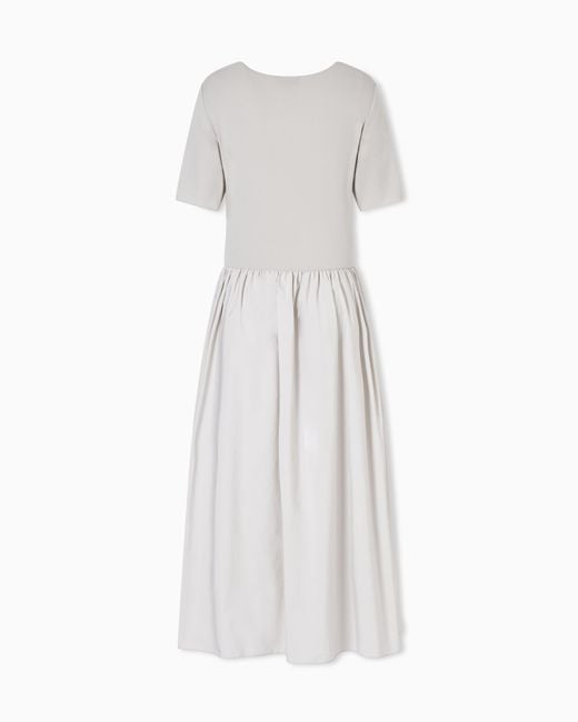 Emporio Armani White Long, Short-Sleeved Interlock Dress