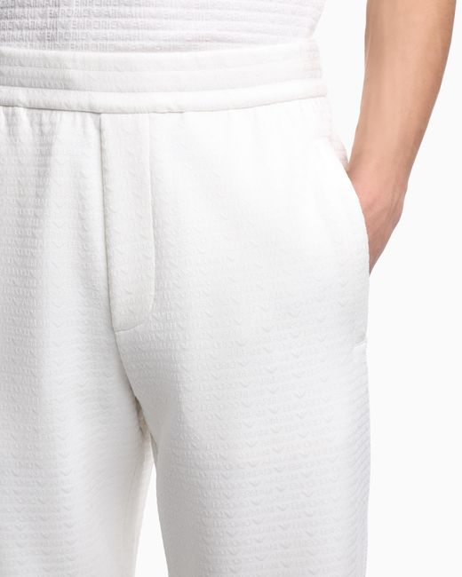 Emporio Armani White Lyocell-Blend Interlock-Jersey Joggers With Jacquard Lettering for men