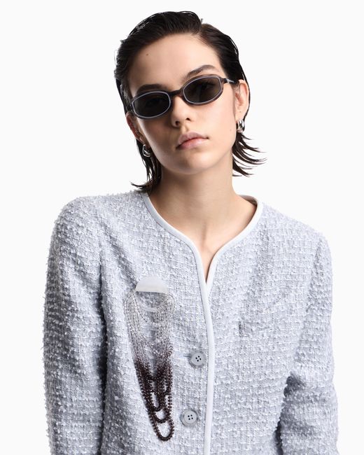 Emporio Armani White Oversized Multi-Strand Brooch With Gradient Spheres