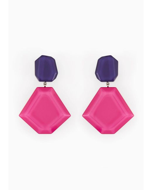 Emporio Armani Pink Oversize Faceted Pendant Earrings