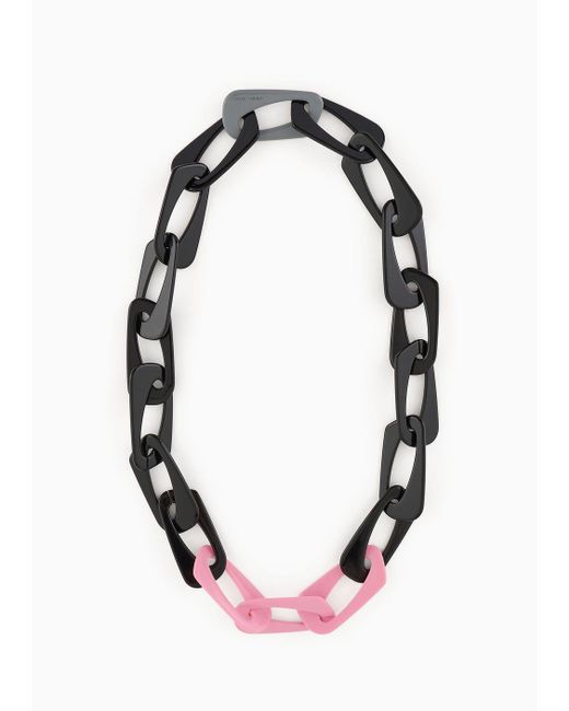 Emporio Armani Black Square Chain Necklace