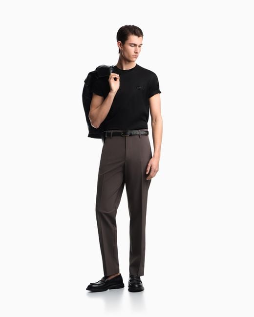 Emporio Armani Brown Nylon Viscose Blend Trousers for men