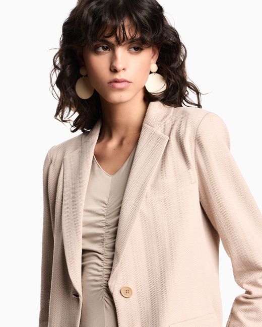 Emporio Armani Natural Stretch Jersey Jumper With Gathering Detail