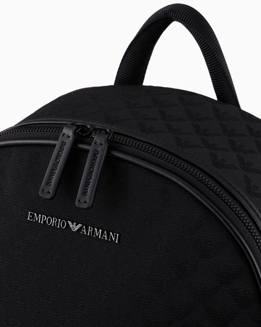 Sac À Dos En Nylon Jacquard Avec Aigle All Over Emporio Armani pour homme en coloris Black
