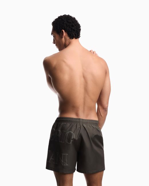 Emporio Armani Gray Bold Logo Swim Shorts for men