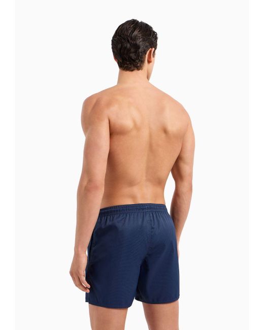 Emporio Armani Blue Honeycomb Weave Fabric Swim Shorts for men