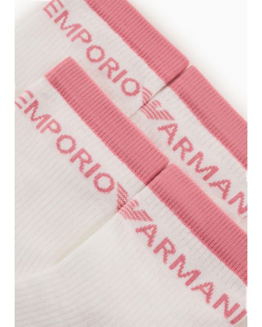 Emporio Armani Pink Two-pack Of Terry Ankle Socks With Athletic Jacquard Logo