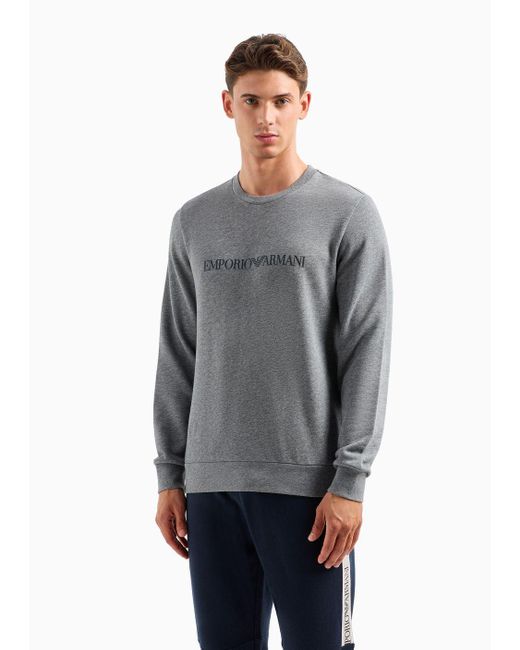 Emporio Armani Gray Loungewear Sweatshirt With Logo for men