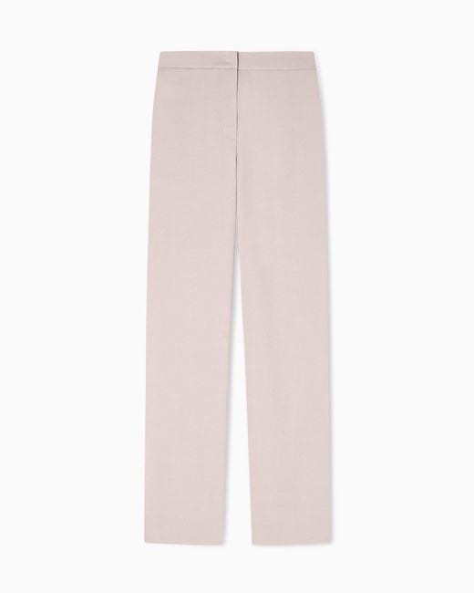 Emporio Armani White Washed Twill Trousers With Side Crease