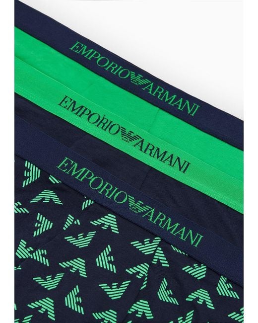Paquete De Tres Calzoncillos Bóxer De Algodón Puro Emporio Armani de hombre de color Green