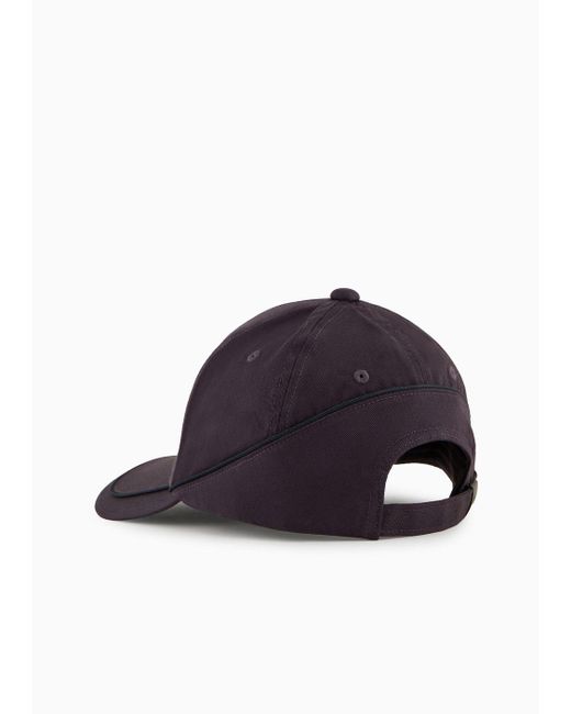 Emporio Armani Blue Baseball Cap With Piping And Embossed Oversized Logo for men