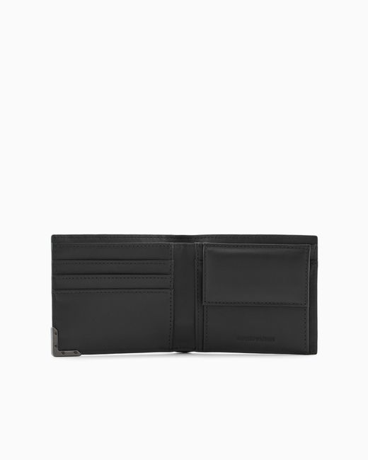 Cartera Con Monedero De Piel Con Motivo Integral En Relieve Emporio Armani de hombre de color Black