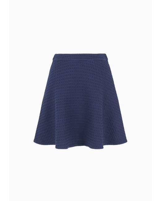 Emporio Armani Blue Waffle-effect Knit Flared Skirt