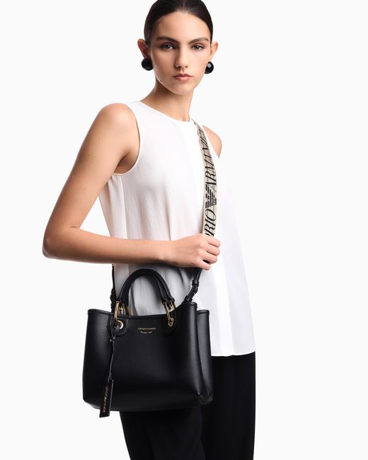 Emporio Armani Black Myea Shopper Bag With Deer Print