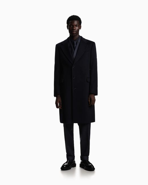 Emporio Armani Blue Single-Breasted Coat for men