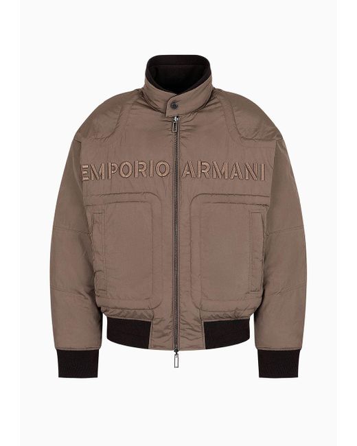 Veste Réversible En Nylon Léger Avec Passepoil Et Broderie 1981 Emporio Armani pour homme en coloris Brown