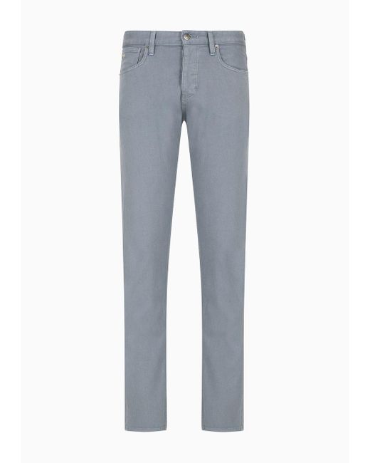 Emporio Armani Blue J75 Slim-fit Jeans In Garment-dyed Comfort Denim for men