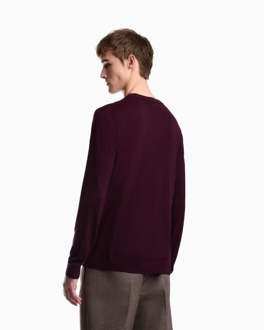Emporio Armani Purple Silk And Cashmere Sweater for men