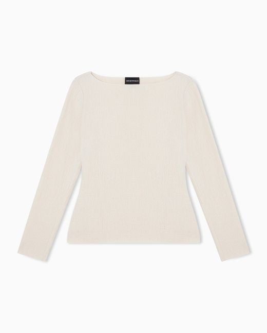 Emporio Armani White Boat Neck Jumper