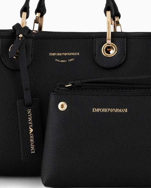 Emporio Armani Black Shopper Bag With Pouch And Adjustable Strap Essential