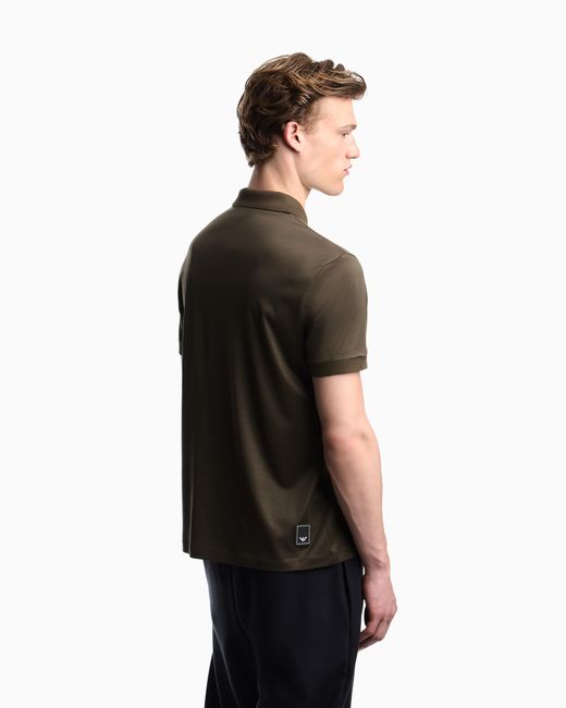 Emporio Armani Green Travel Essential Lyocell-Blend Jersey Polo Shirt for men