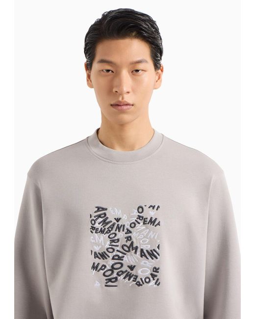 Emporio Armani Gray Double-jersey Sweatshirt With Logo Embroidery for men