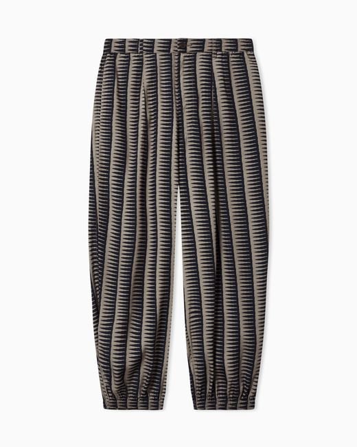 Emporio Armani Gray All-Over Print Lyocell-Blend Trousers for men