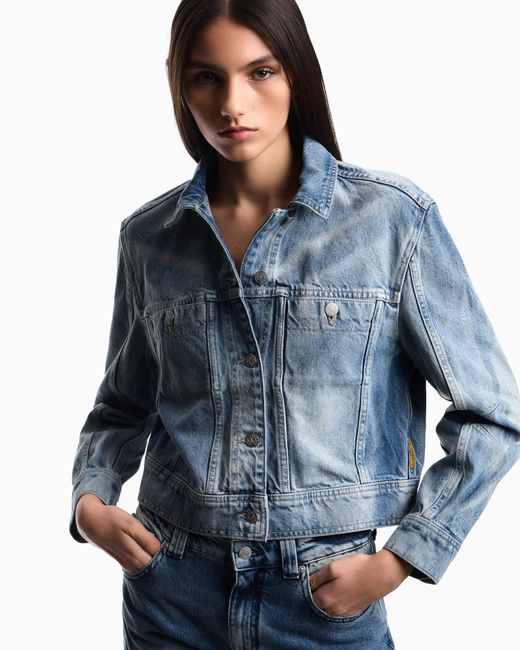 Emporio Armani Blue Armani Jeans Marbled Denim Jacket