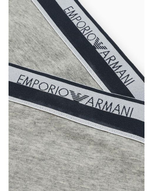 Paquete De Dos Tangas De Algodón Orgánico Iconic Con Banda Con Logotipo Asv Emporio Armani de color Gray