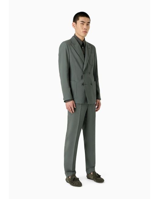 Emporio Armani Zweireihiger Anzug Aus Samtweichem Rayon-gewebe in Gray für Herren