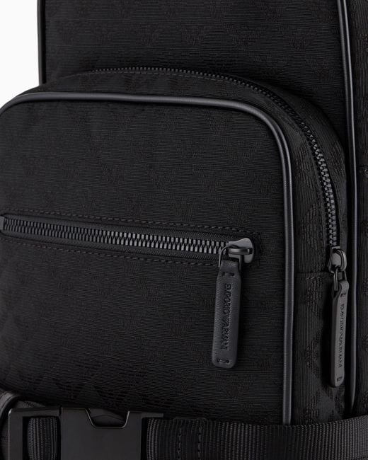 Emporio Armani Black One Shoulder Backpack for men