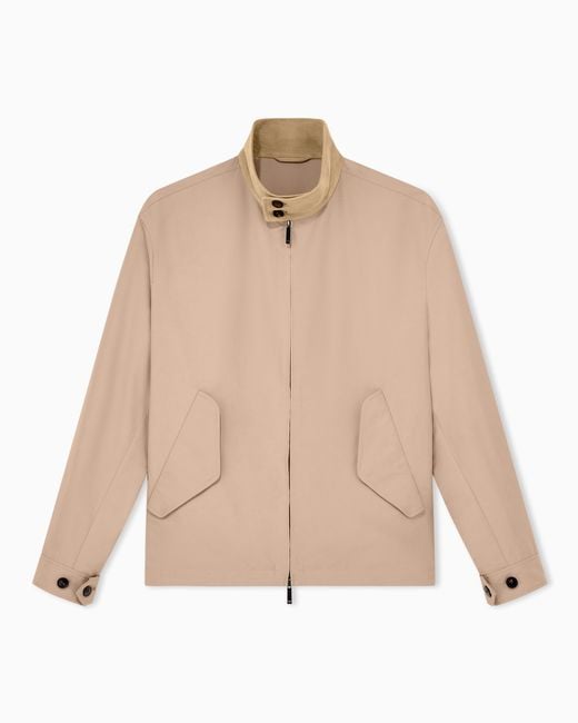 Emporio Armani Natural Blouson Jacket With High Collar And Angled Flap Pockets for men