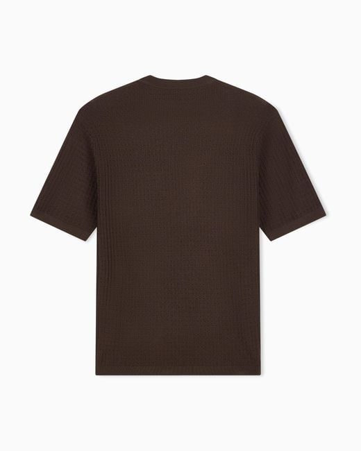 Emporio Armani Brown Virgin Wool Sweater With Textured Knit for men