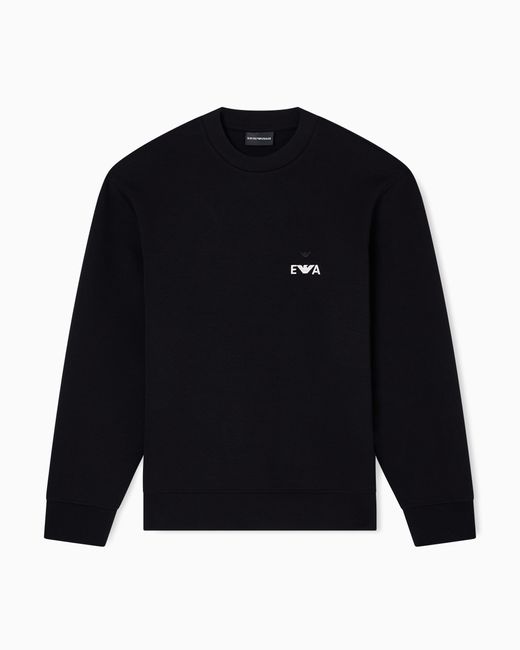 Sudadera De Punto Con Bordado Ea En Superrelieve Asv Emporio Armani de hombre de color Blue