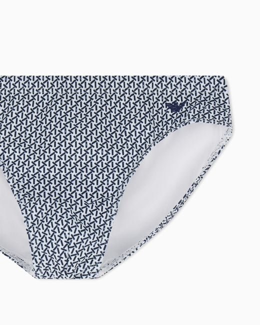 Emporio Armani Gray Swim Briefs With All-Over Logo for men