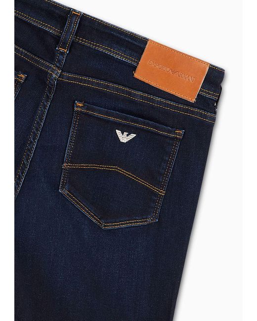 Jeans J28 Medium Waist Super Skinny Leg In Denim Lyocell di Emporio Armani in Blue