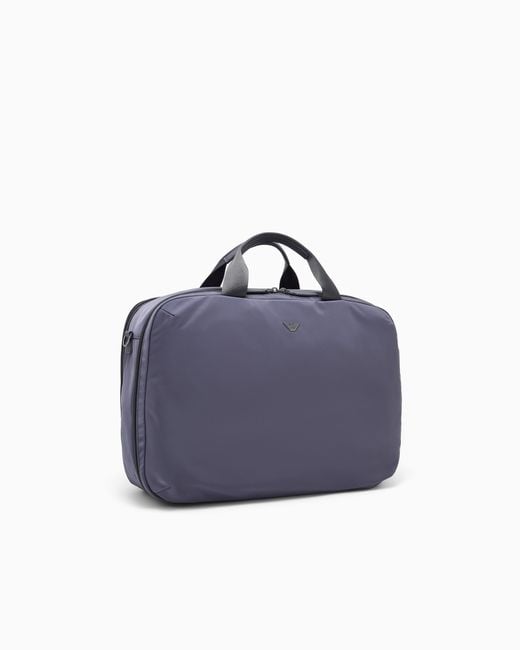 Emporio Armani Blue Backpack With Breathable Mesh And Bonded Leather Details for men